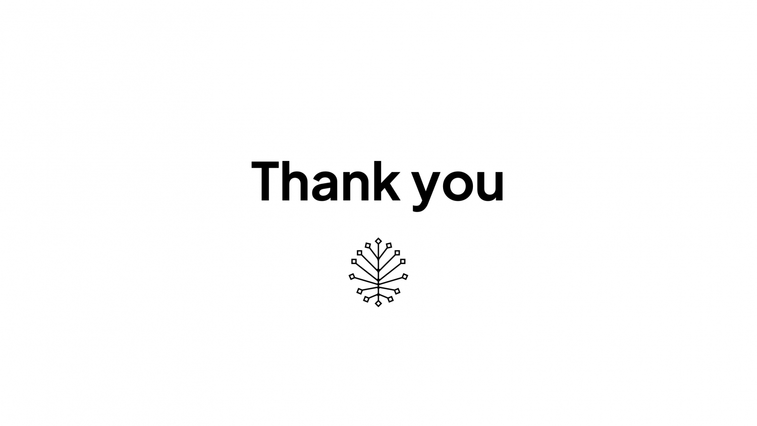 The end slide follows Leanne's brand: minimalist modern layout, plenty of white space, clean typography and putting people first with 'thank you'.